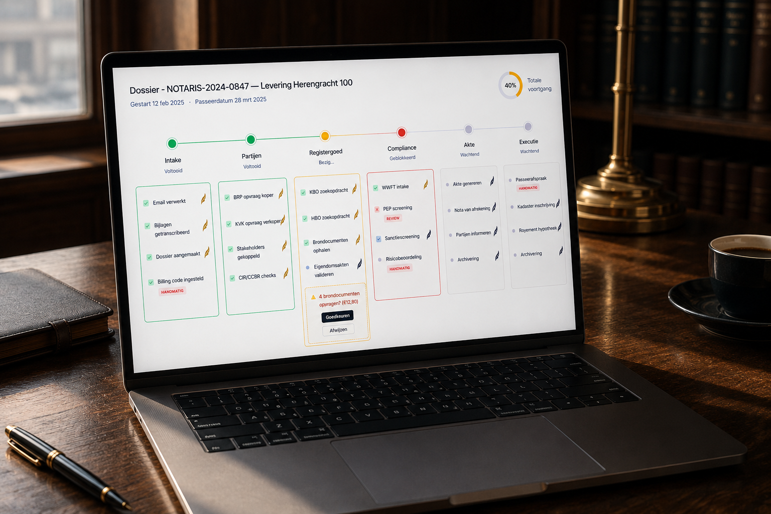 Cortex dossieroverzicht op een laptop